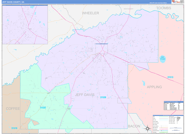 Jeff Davis County, GA Wall Map